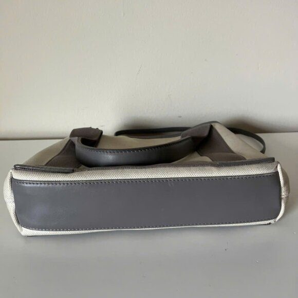 BALENCIAGA Beige Grey Canvas and Calfskin Leather Cabas Crossbody Bag - Picture 6 of 11